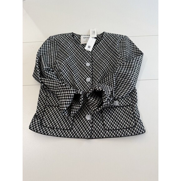 SPANX Women’s PONTE Lady Jacket Jacquard Plaid Blazer NWT Pockets M - Picture 16 of 16